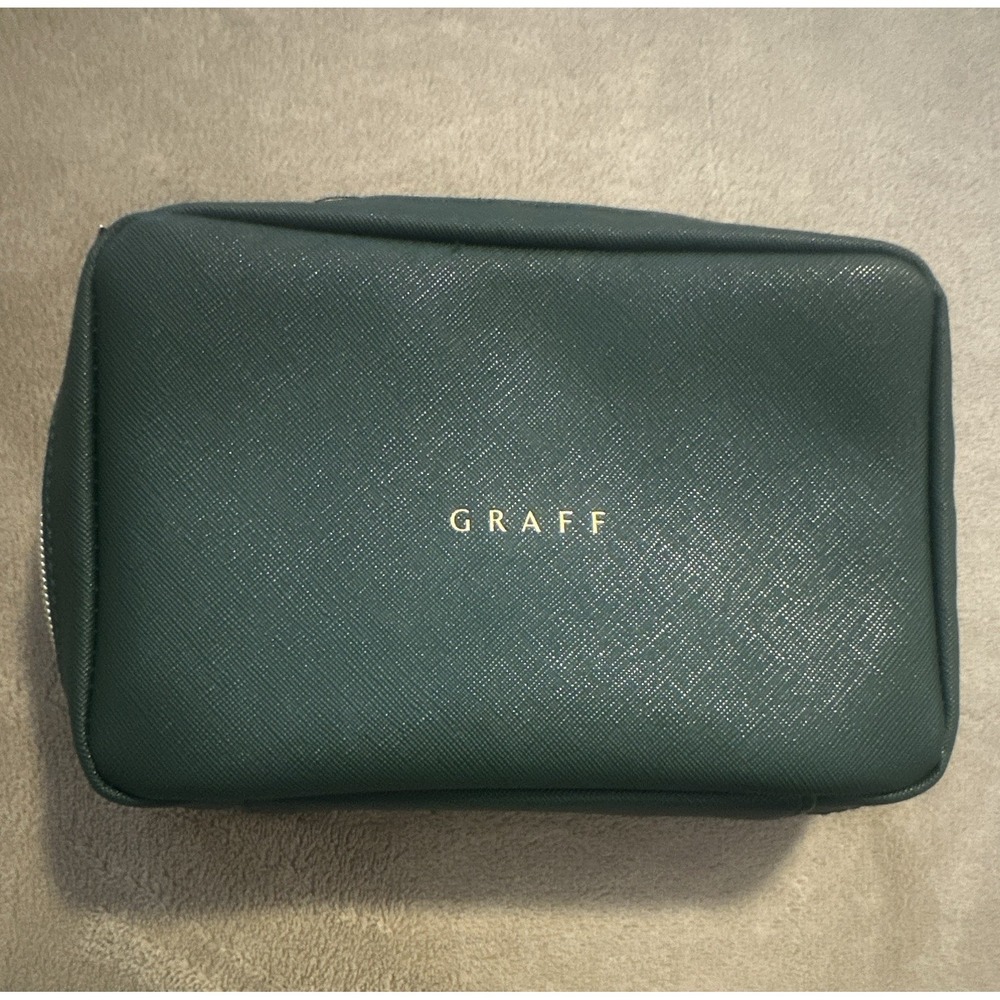 Graff Exclusively for Korean Air Green Zip Wash/Amenity Bag Zippered Pouch Empty